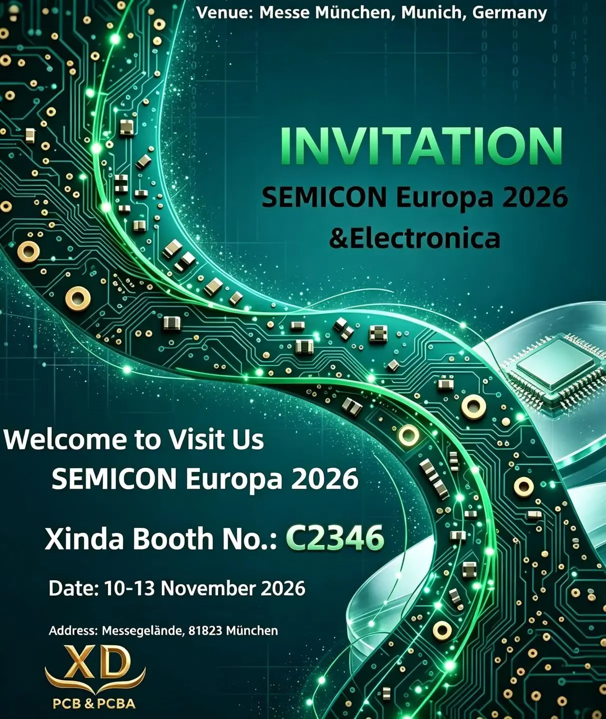 Xingda PCB & PCBA to Exhibit at electronica 2026 in Munich